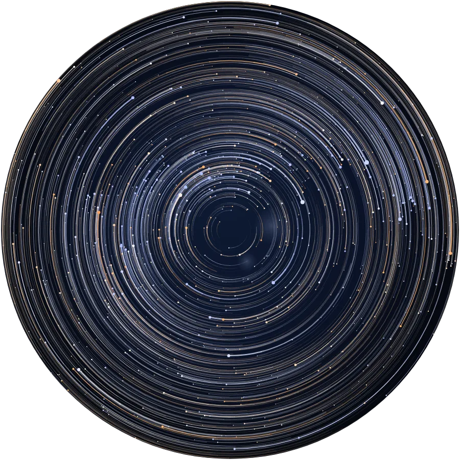 Star trails circling the south celestial pole, with the Magellanic Clouds